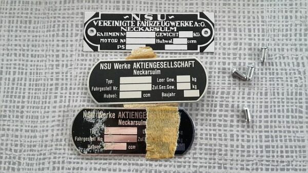 NSU Typenschilder