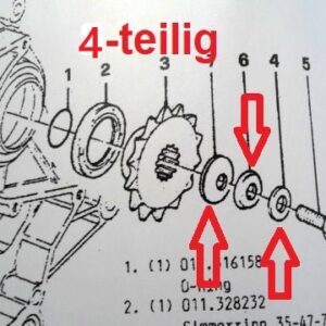 Gilera Dakota, XRT, Saturno, RC 600, Nordwest: Ritzelbefestigung 4-teilig, gebraucht